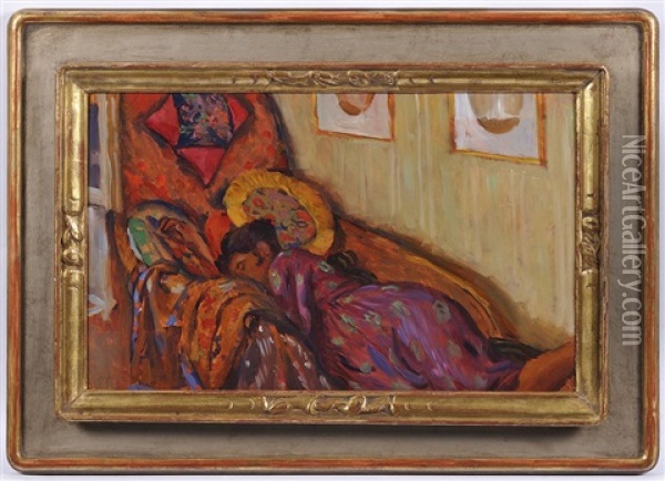 Sleeping Girl Oil Painting - Jakub Obrovsky
