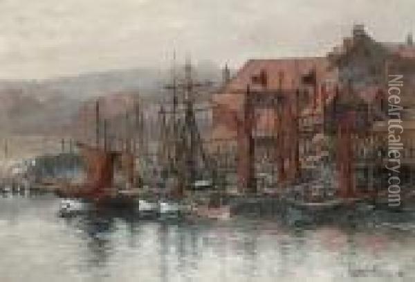 Harbour Scene. Oil Painting - Frances E. Nesbitt