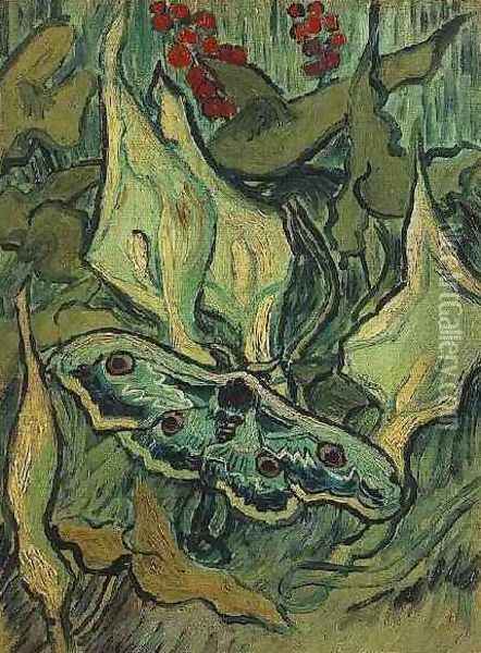 Great Peacock Moth Oil Painting - Vincent Van Gogh