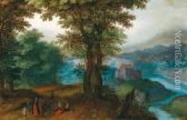 Paesaggio Boschivo Con Un Fiumicello E Viandanti Oil Painting - Jan The Elder Brueghel