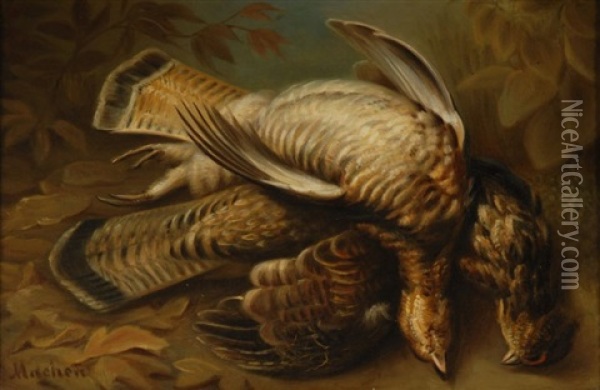Ruffed Grouse Pair Oil Painting - William H. Machen