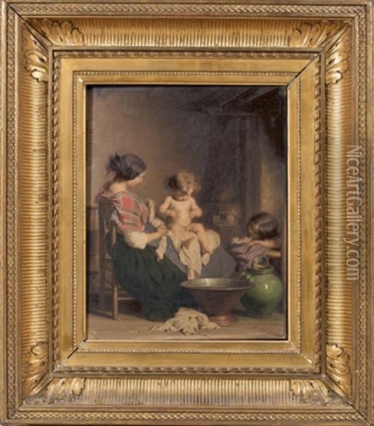 La Maternite Oil Painting - Alfred van (Jacques) Muyden