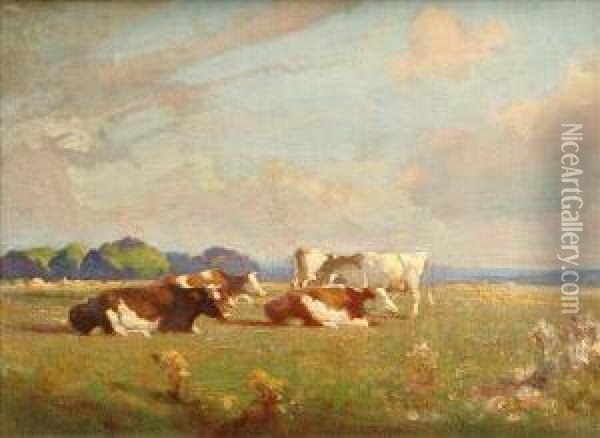 Sunny Meadows Oil Painting - Frederick Hall