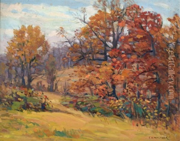 Autumn Landscape Oil Painting - Charles H. Walther