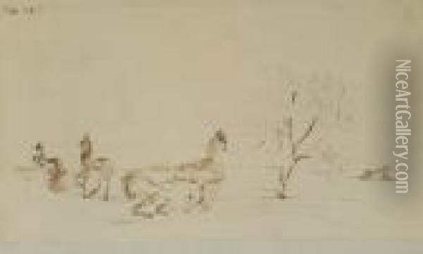 Paesaggio Con Cavalli Oil Painting - Paul Klee