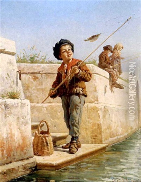 The Fisher Boy Oil Painting - Sylvius D. Paoletti