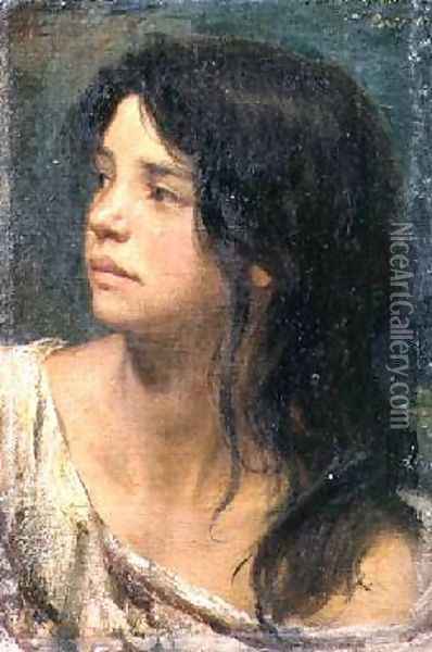 Portrait of a dark-haired girl 1867 Oil Painting - Paul Friedrich Meyerheim