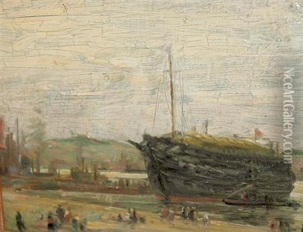 Beached Ship Oil Painting - James Knox