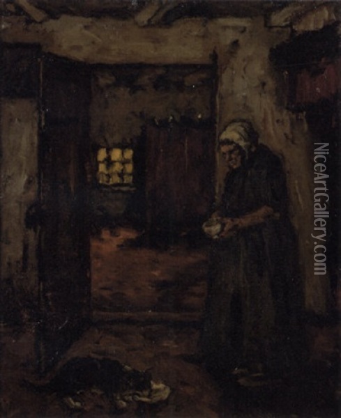 Melk Voor De Poes Oil Painting - Suze Bisschop-Robertson