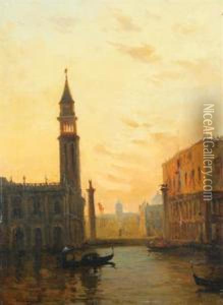 Venice At Sunset Oil Painting - Charles Clement Calderon