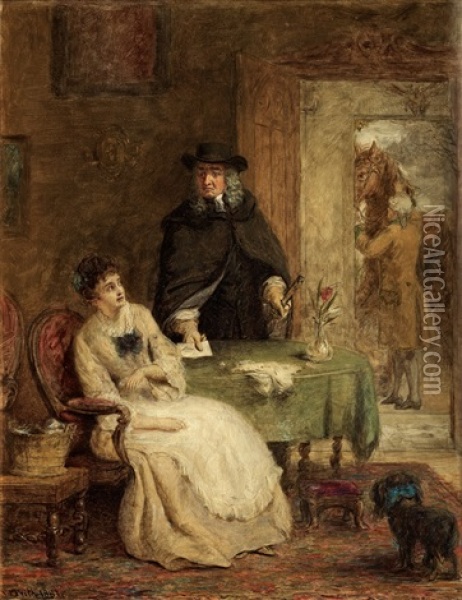 Jonathan Swift Och Vanessa Oil Painting - William Powell Frith