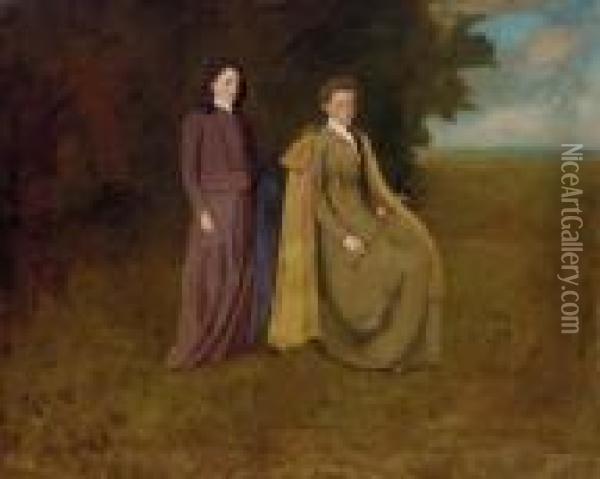 The Thomas Sisters Oil Painting - George Forest De Brush