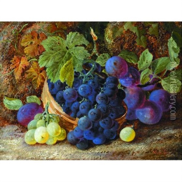 Plums On A Mossy Bank Oil Painting - Vincent Clare