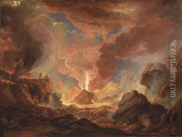 Vesuvius In Eruption Oil Painting - Michael Wutky