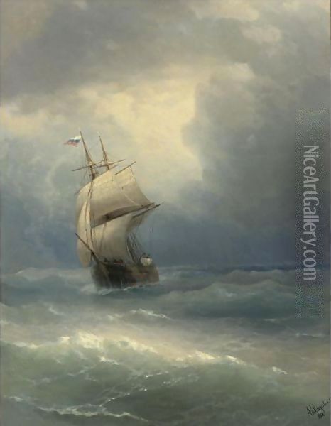 Ship At Sea, 1888 Oil Painting - Ivan Konstantinovich Aivazovsky