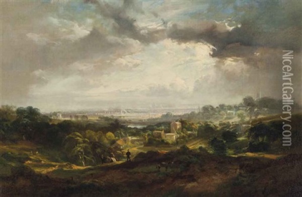 A View Of London From Hampstead Heath Oil Painting - John Wilson Ewbank