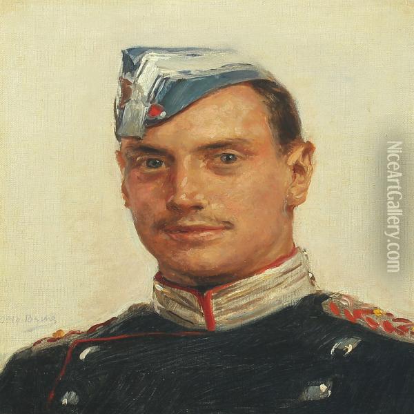 Crown Prince Christian In The Royal Danish Guards Uniform Oil Painting - Otto Bache