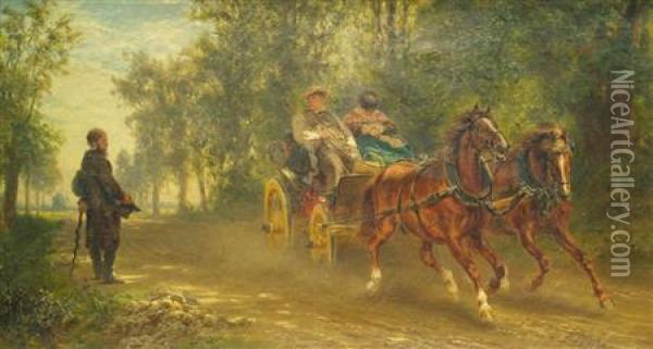 Passing By Oil Painting - Wilhelm Pfeiffer