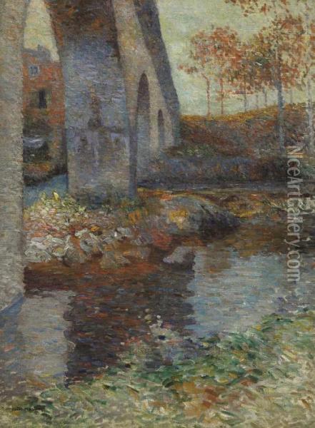Le Pont Sur La Riviere Oil Painting - Henri Martin