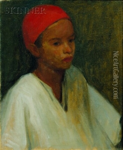Algerian Boy (+ Algerian Children; 2 Works) Oil Painting - Robert Henry Logan