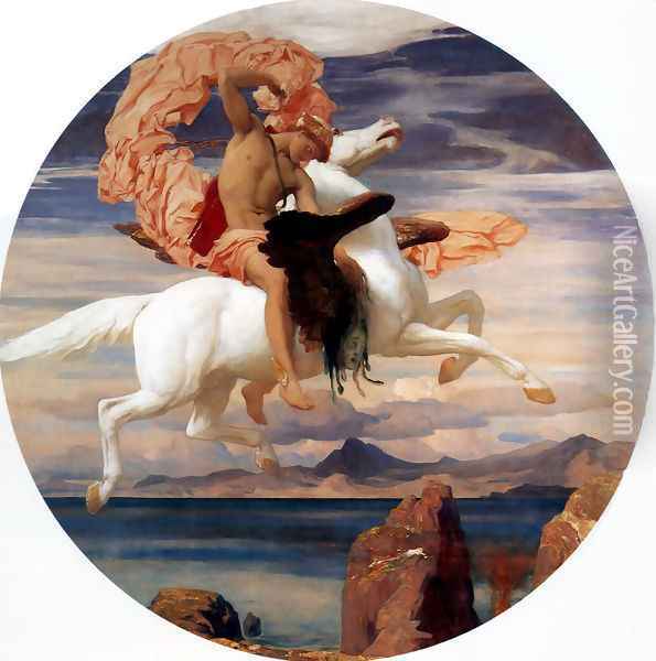 Perseus On Pegasus Hastening To The Rescue Of Andromeda Oil Painting - Lord Frederick Leighton