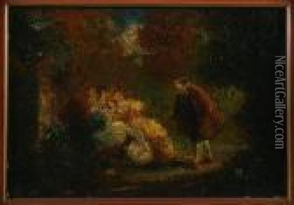 Vier Figuren Im Park Oil Painting - Adolphe Joseph Th. Monticelli