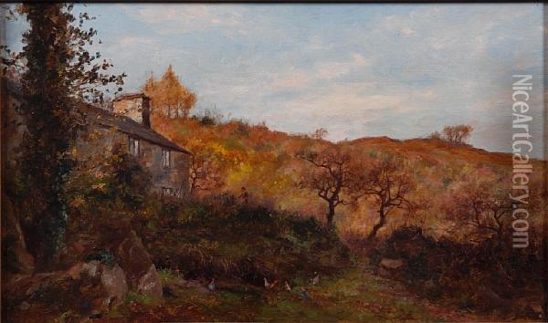 Sunlit Autumnal Landscape Oil Painting - Josiah Clinton Jones