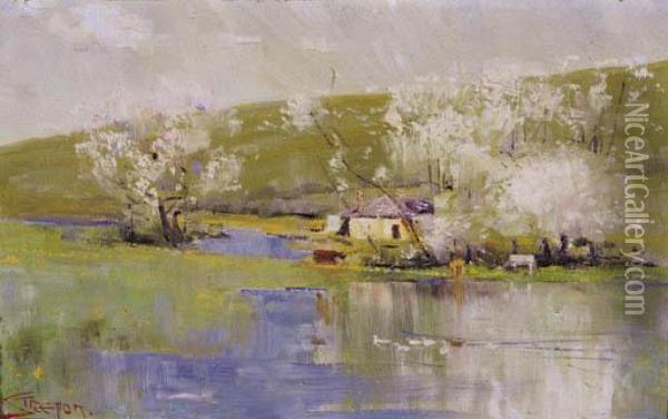 Springtime Oil Painting - Arthur Ernest Streeton