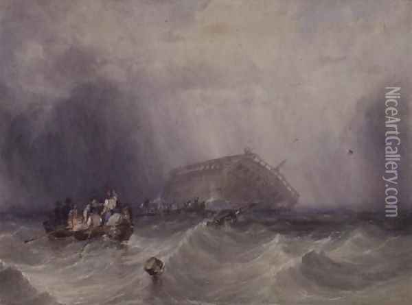 The Wreck of the Circassian Oil Painting - George Clarkson Stanfield