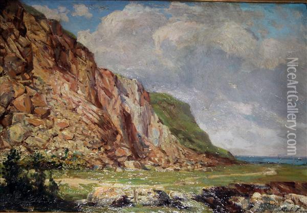 Cliff Rockslide Oil Painting - Robert Fowler