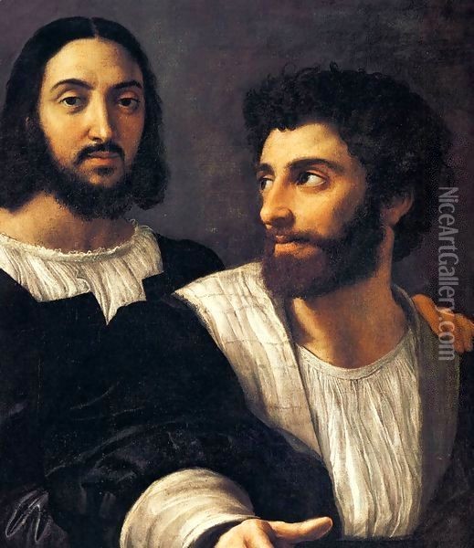 Double Portrait (detail) Oil Painting - Raphael