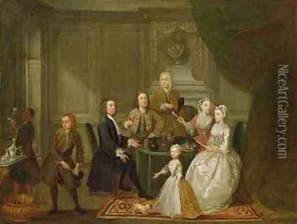 Group Portrait Probably of the Raikes Family Oil Painting - Gawen Hamilton