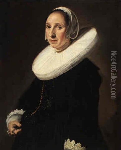 Portrait Of A Woman With A White Ruff Oil Painting - Frans Hals