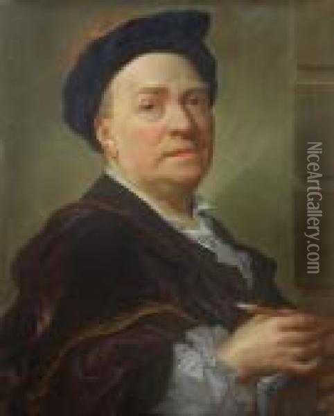Portrait Des Franzosischen Hofmalers Louis De Sylvestre Am Sachsischen Hof Oil Painting - Anton Raphael Mengs
