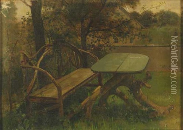 Gartenbank Oil Painting - Wilhelm Menzler