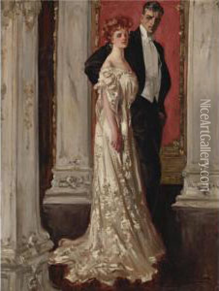 The Couple Oil Painting - Albert B. Wenzell