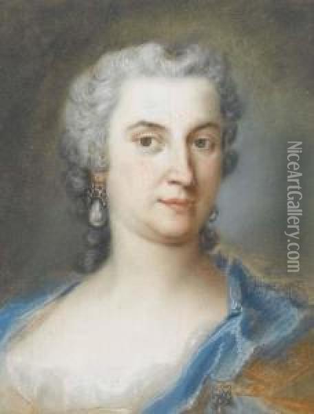 Portrait Of Countess D'orsini, Bust-length Oil Painting - Rosalba Carriera