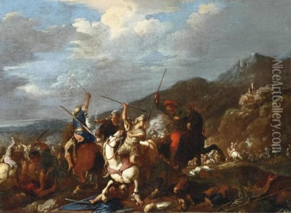 Battaglia Di Cavalieri Oil Painting - Salvator Rosa