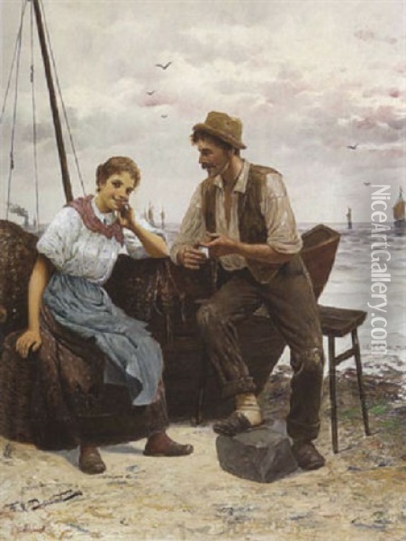 Heiratsantrag Am Strand Oil Painting - Frederick Reginald Donat