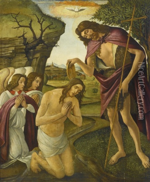 The Baptism Of Christ Oil Painting - Sandro Botticelli