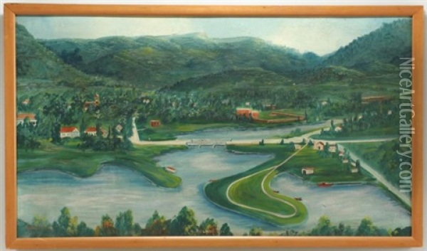Richland Lake With The Town Of Dayton Tennessee In The Background Oil Painting - James Hughes