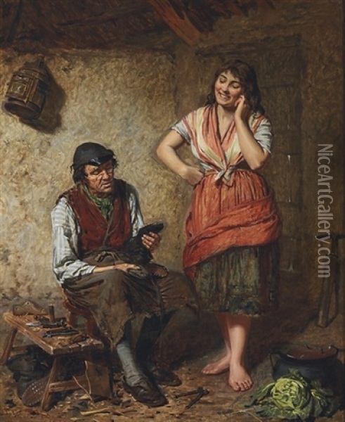 New Shoes Oil Painting - Edwin Thomas Roberts
