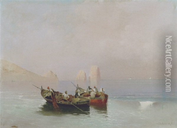 Barche A Capri Oil Painting - Salvatore Petruolo