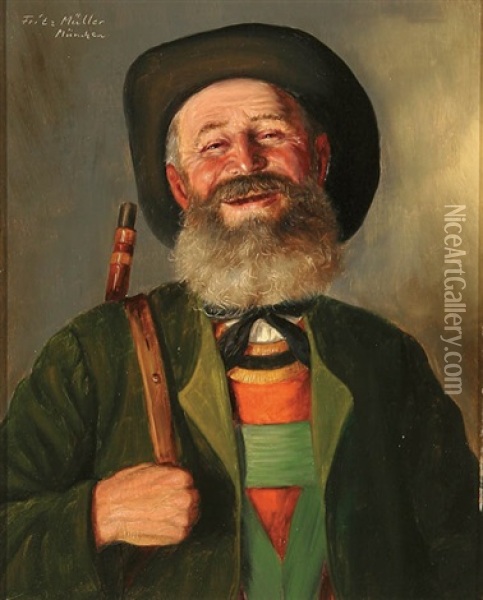 The Happy Hunter Oil Painting - Fritz Mueller