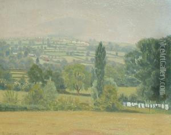 Landscape With Washing Line. Oil Painting - Robert Morson Hughes