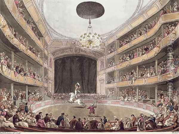 Astleys Amphitheatre from Ackermanns Microcosm of London Oil Painting - T. Rowlandson & A.C. Pugin