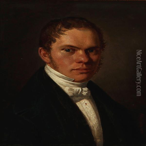 A Portrait Of A Young Gentlemen Oil Painting - Andreas Herman Hunaeus