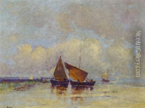 Fischerboote Im Wattenmeer Oil Painting - Andor Zuellich von Zuellborn