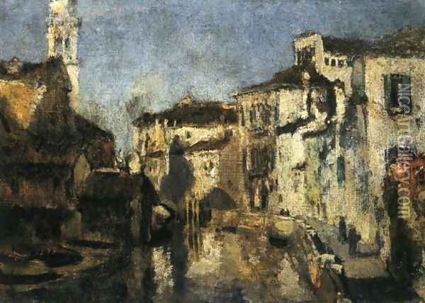 San Trovaso Square Venice Oil Painting - John Henry Twachtman