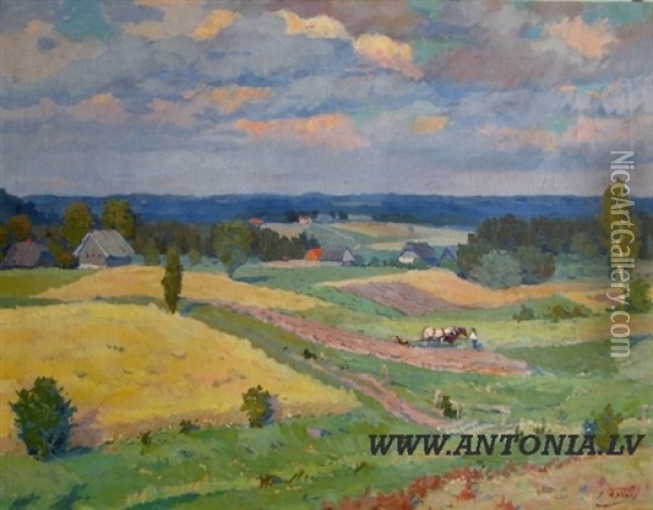 Summer Landscape Oil Painting - Jekabs Apinis